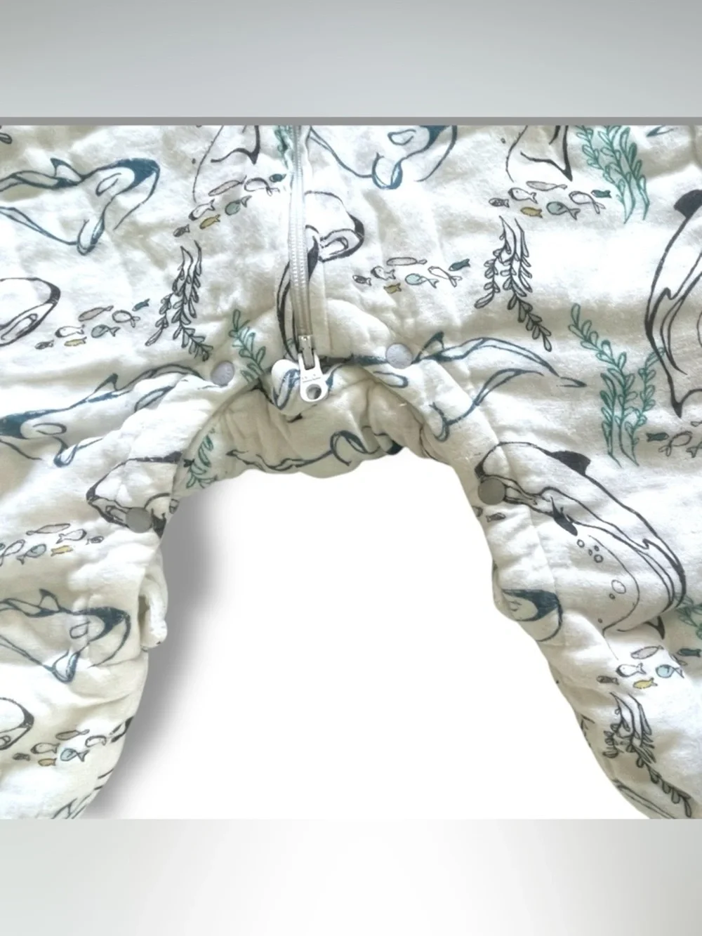 Nest Designs Baby Sleep Suit Whale Print Zip Snap Convertible Foot Pajamas 18M